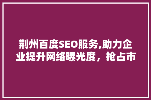 荆州百度SEO服务,助力企业提升网络曝光度，抢占市场先机  第1张
