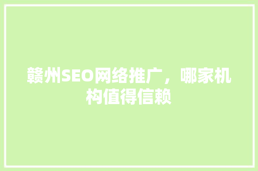 赣州SEO网络推广，哪家机构值得信赖