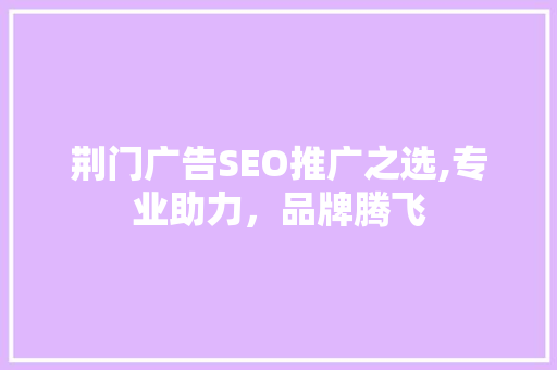 荆门广告SEO推广之选,专业助力，品牌腾飞