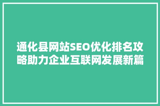 通化县网站SEO优化排名攻略助力企业互联网发展新篇章