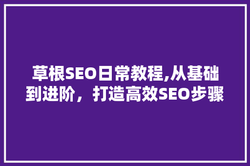 草根SEO日常教程,从基础到进阶，打造高效SEO步骤