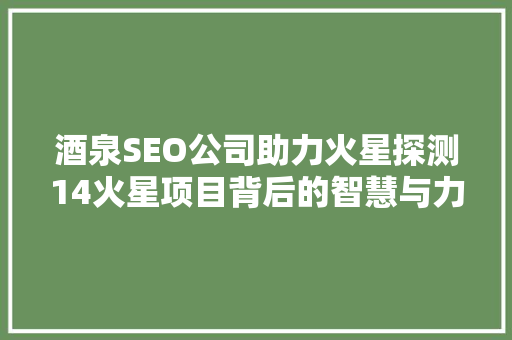 酒泉SEO公司助力火星探测14火星项目背后的智慧与力量