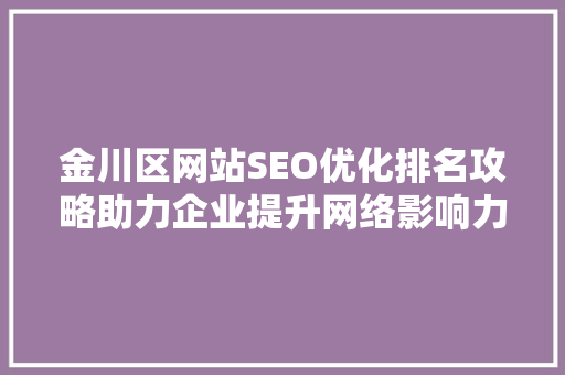 金川区网站SEO优化排名攻略助力企业提升网络影响力