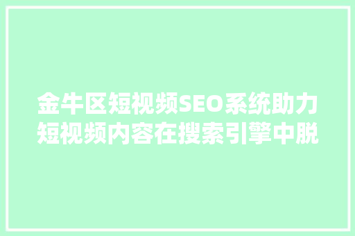 金牛区短视频SEO系统助力短视频内容在搜索引擎中脱颖而出