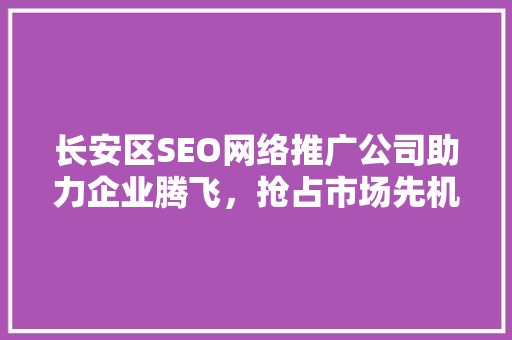 长安区SEO网络推广公司助力企业腾飞，抢占市场先机