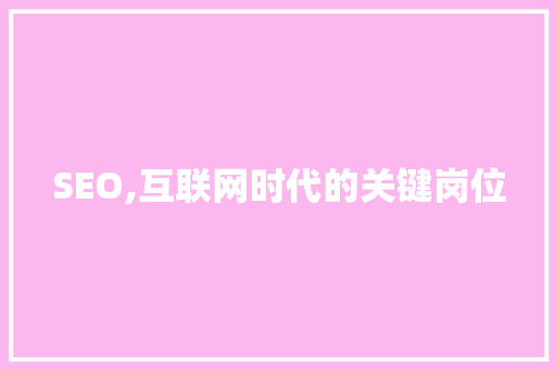 SEO,互联网时代的关键岗位