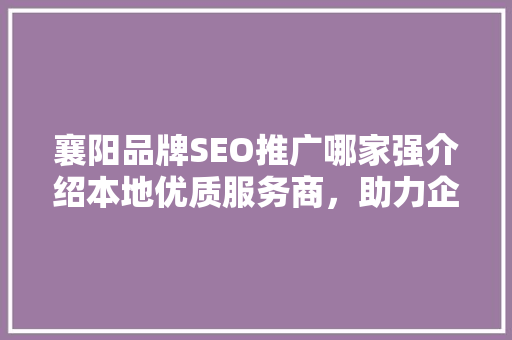 襄阳品牌SEO推广哪家强介绍本地优质服务商，助力企业腾飞