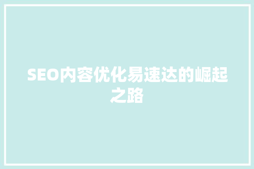 SEO内容优化易速达的崛起之路