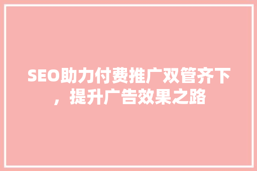 SEO助力付费推广双管齐下，提升广告效果之路