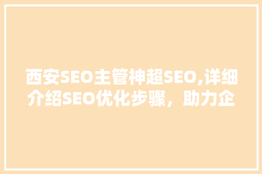西安SEO主管神超SEO,详细介绍SEO优化步骤，助力企业提升网络竞争力
