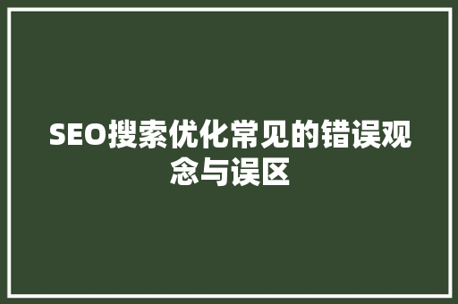 SEO搜索优化常见的错误观念与误区
