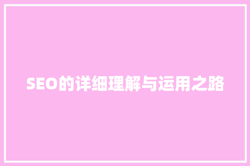 SEO的详细理解与运用之路