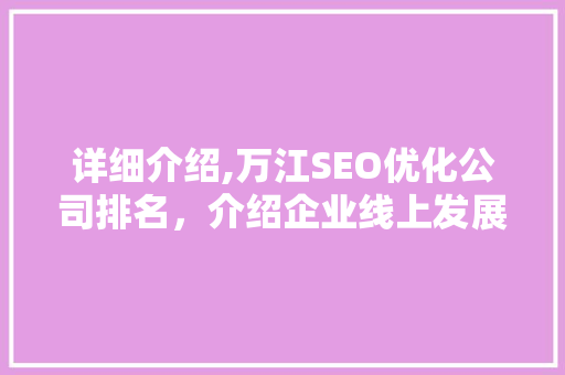 详细介绍,万江SEO优化公司排名，介绍企业线上发展新引擎