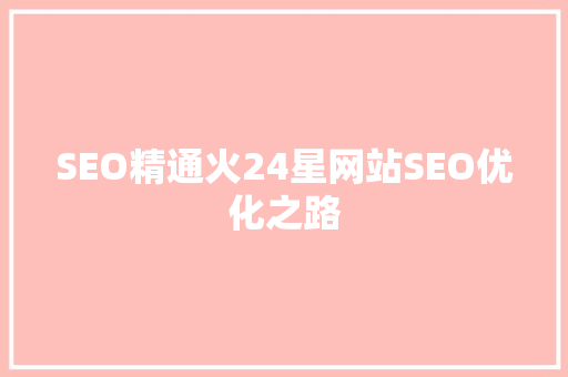 SEO精通火24星网站SEO优化之路