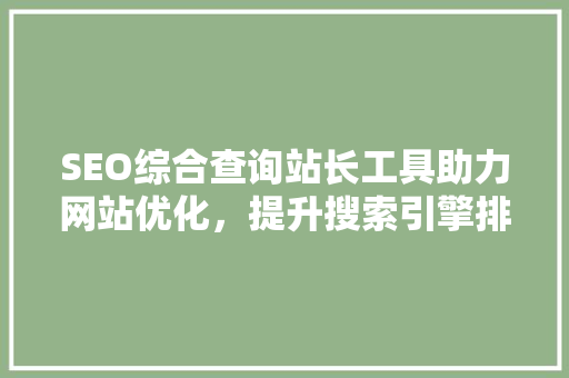SEO综合查询站长工具助力网站优化，提升搜索引擎排名
