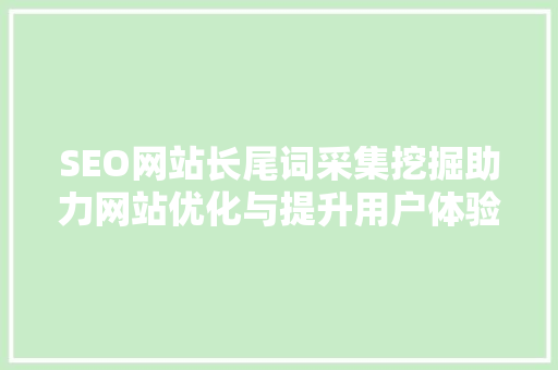 SEO网站长尾词采集挖掘助力网站优化与提升用户体验