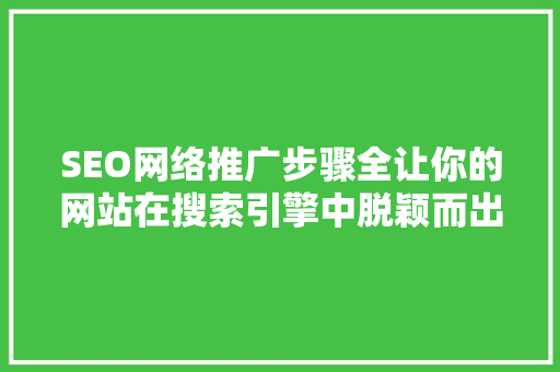 SEO网络推广步骤全让你的网站在搜索引擎中脱颖而出