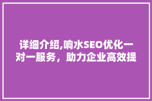 详细介绍,响水SEO优化一对一服务，助力企业高效提升网站排名