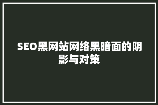 SEO黑网站网络黑暗面的阴影与对策