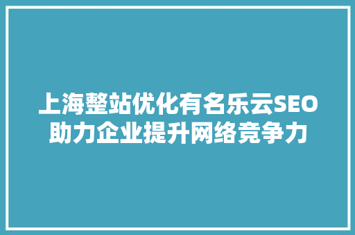 上海整站优化有名乐云SEO助力企业提升网络竞争力