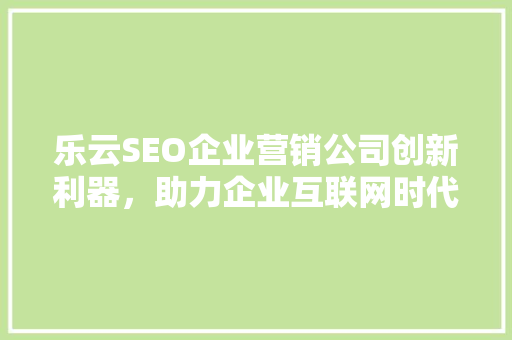 乐云SEO企业营销公司创新利器，助力企业互联网时代飞跃发展