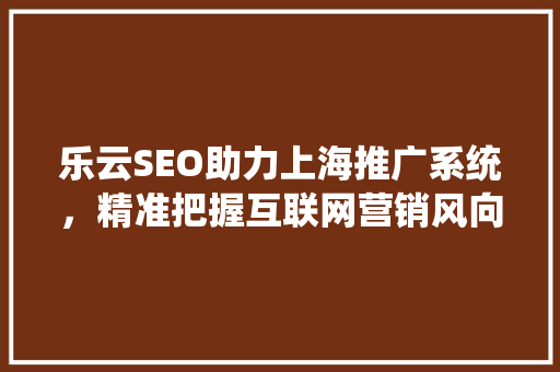乐云SEO助力上海推广系统，精准把握互联网营销风向标