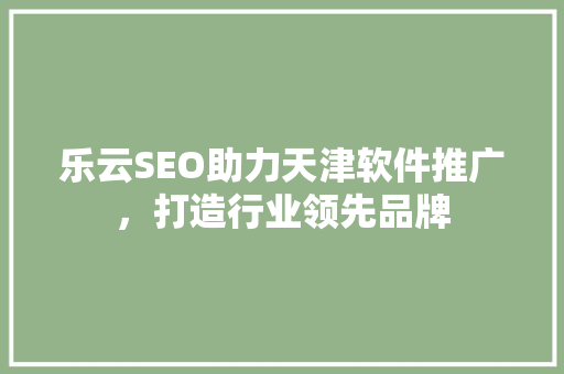 乐云SEO助力天津软件推广，打造行业领先品牌