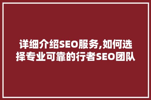 详细介绍SEO服务,如何选择专业可靠的行者SEO团队  第1张