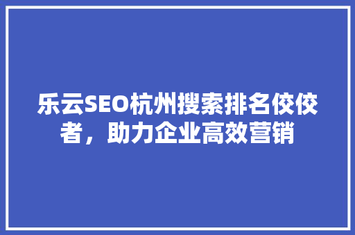 乐云SEO杭州搜索排名佼佼者，助力企业高效营销