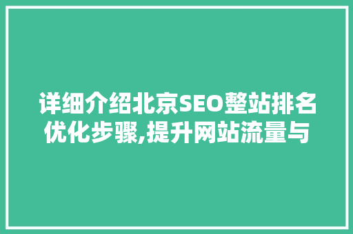 详细介绍北京SEO整站排名优化步骤,提升网站流量与转化率的关键路径