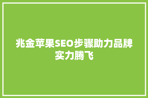兆金苹果SEO步骤助力品牌实力腾飞
