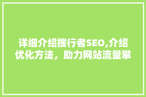 详细介绍搜行者SEO,介绍优化方法，助力网站流量攀升