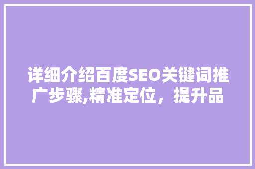详细介绍百度SEO关键词推广步骤,精准定位，提升品牌影响力