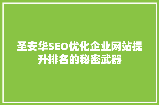 圣安华SEO优化企业网站提升排名的秘密武器