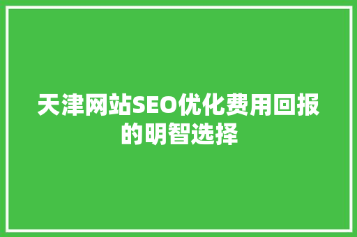 天津网站SEO优化费用回报的明智选择