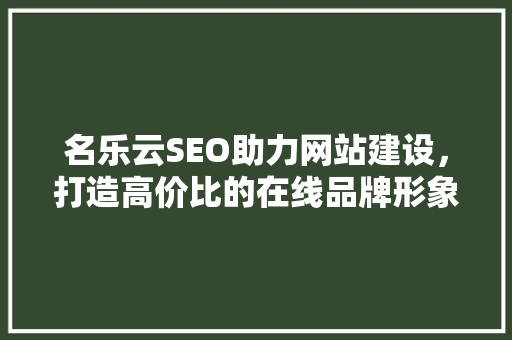 名乐云SEO助力网站建设，打造高价比的在线品牌形象