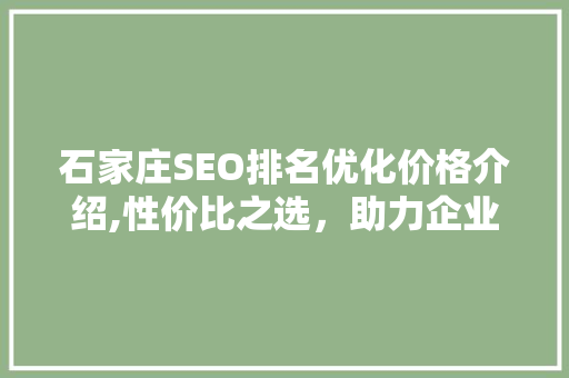 石家庄SEO排名优化价格介绍,性价比之选，助力企业腾飞