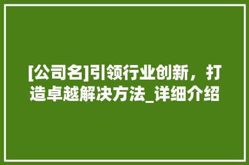 [公司名]引领行业创新，打造卓越解决方法_详细介绍公司官网SEO步骤  第1张
