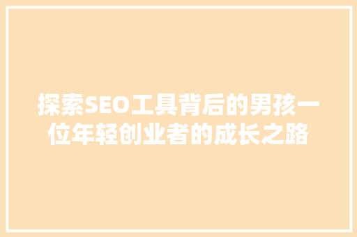 探索SEO工具背后的男孩一位年轻创业者的成长之路