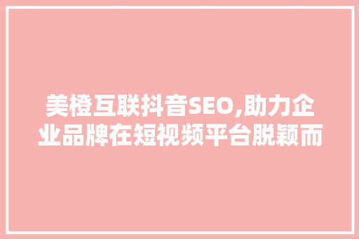 美橙互联抖音SEO,助力企业品牌在短视频平台脱颖而出