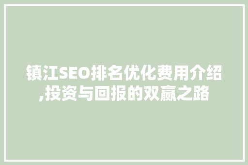 镇江SEO排名优化费用介绍,投资与回报的双赢之路