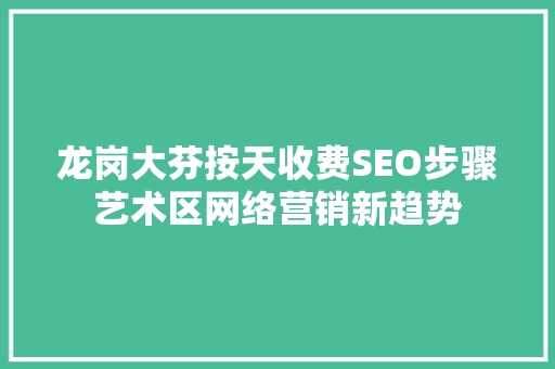 龙岗大芬按天收费SEO步骤艺术区网络营销新趋势