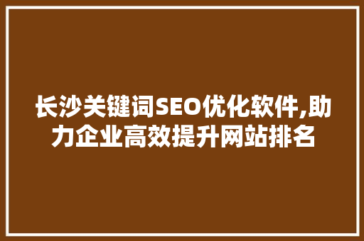 长沙关键词SEO优化软件,助力企业高效提升网站排名