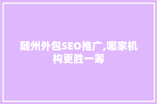 随州外包SEO推广,哪家机构更胜一筹