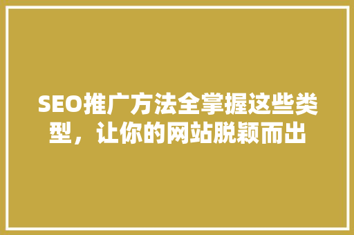 SEO推广方法全掌握这些类型，让你的网站脱颖而出