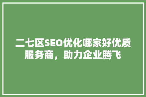 二七区SEO优化哪家好优质服务商，助力企业腾飞