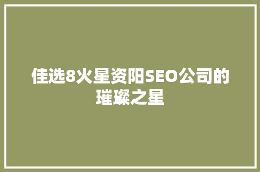 佳选8火星资阳SEO公司的璀璨之星