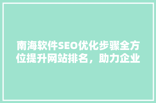 南海软件SEO优化步骤全方位提升网站排名，助力企业品牌腾飞  第1张