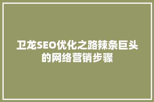 卫龙SEO优化之路辣条巨头的网络营销步骤  第1张