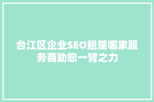 台江区企业SEO翘楚哪家服务商助您一臂之力